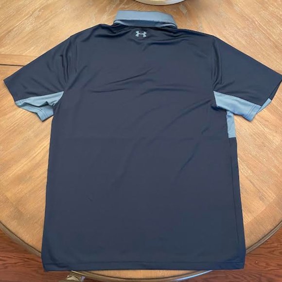 Under Armour Loose Men's LARGE Navy/Baby Blue Golf Polo - Picture 2 of 2